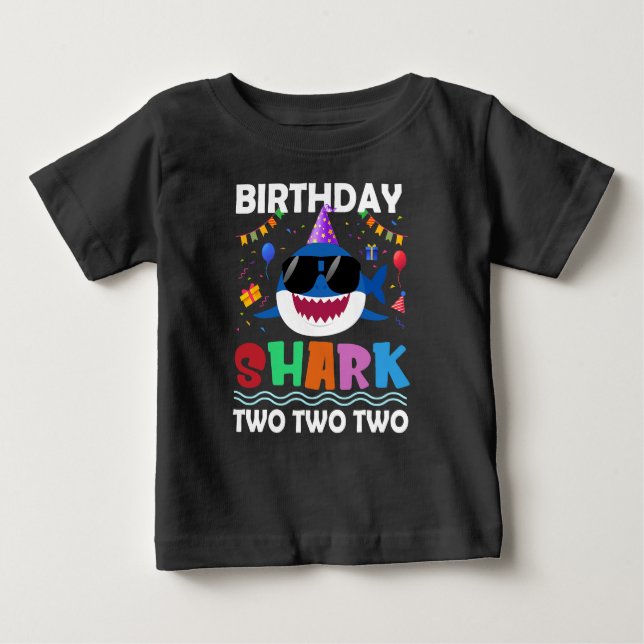 T-shirt Pour Bébé 2e anniversaire Garçon Shark Correspondance Party  (Devant)