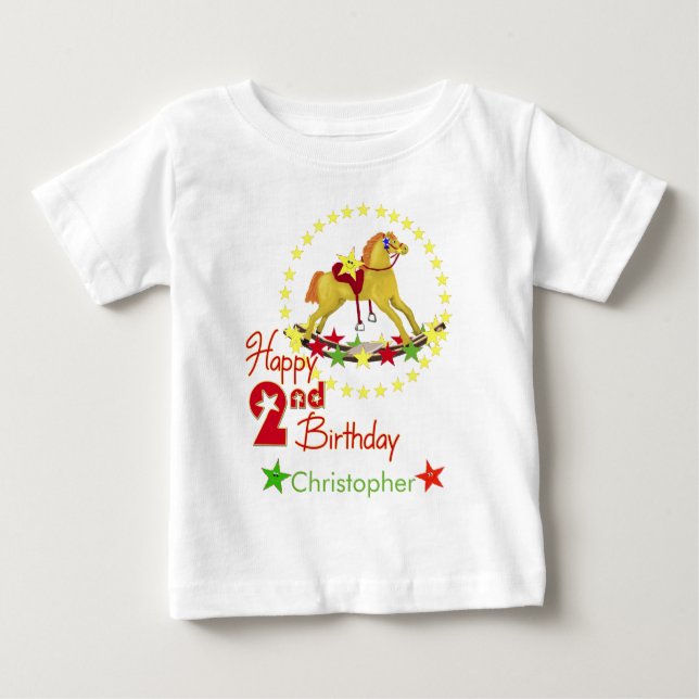 T-shirt Pour Bébé 2e anniversaire Rockking Horse (Devant)