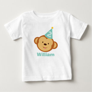 T-shirt Pour Bébé 2e anniversaire singe garçon avec nom personnalisé