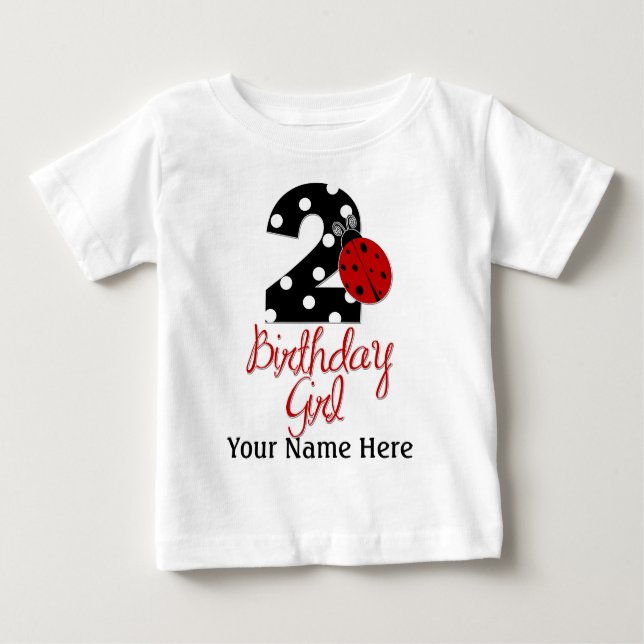 T-shirt Pour Bébé 2e fille anniversaire - Ladybug - 2 Bug dame (Devant)