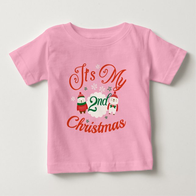 T-shirt Pour Bébé 2e Noël du bébé (Devant)