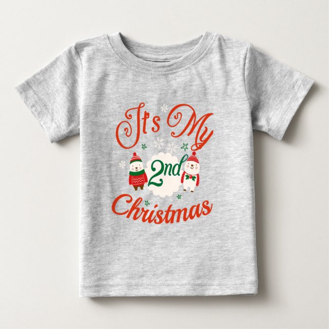 T-shirt Pour Bébé 2e Noël du bébé (Devant)