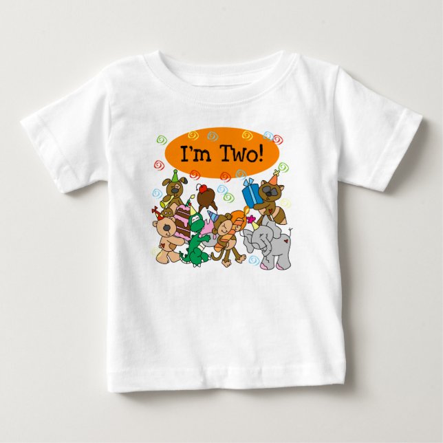 T-shirt Pour Bébé 2ème anniversaire d'animaux (Devant)