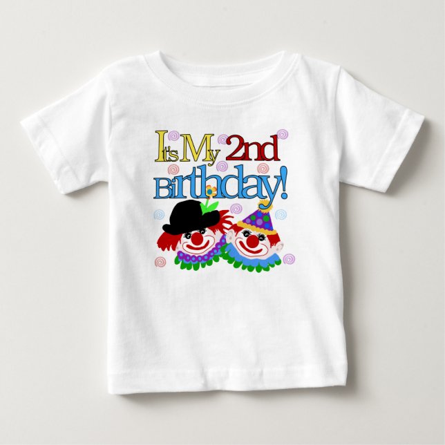 T-shirt Pour Bébé 2ème anniversaire de clowns (Devant)