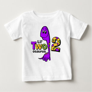 T-shirt Pour Bébé 2ème anniversaire de dinosaure pourpre