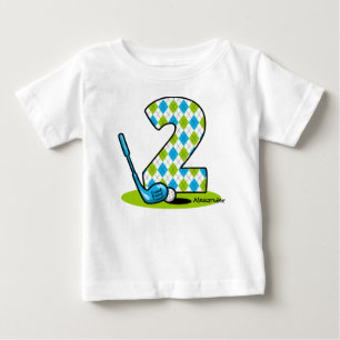 T-shirt Pour Bébé 2ème anniversaire de golf à motifs de losanges