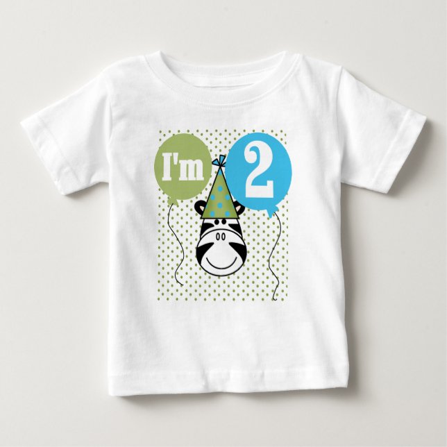 T-shirt Pour Bébé 2ème anniversaire de zèbre (Devant)