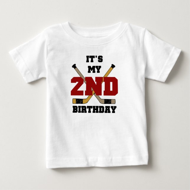T-shirt Pour Bébé 2ème anniversaire d'hockey (Devant)
