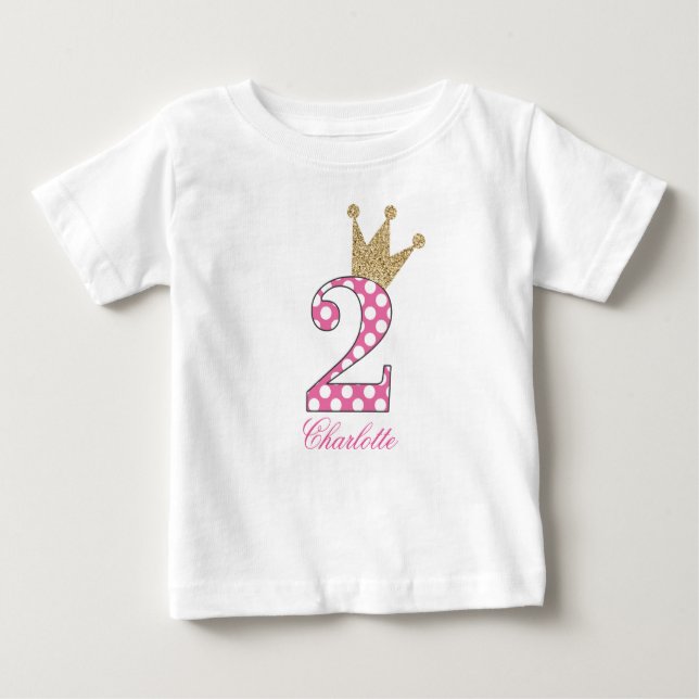 T-shirt Pour Bébé 2ème Birthday|Polka Dots|Glitter-Print (Devant)