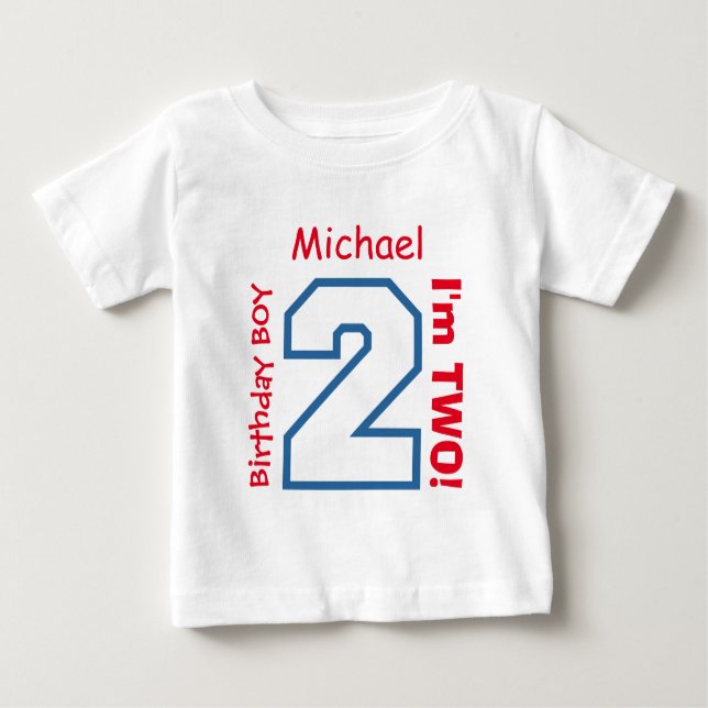 T-shirt Pour Bébé 2ème Nombre A04. de sports d'anniversaire de BÉBÉ (Devant)