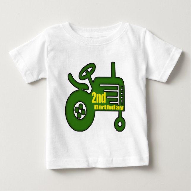 T-shirt Pour Bébé 2èmes cadeaux d'anniversaire de tracteur (Devant)