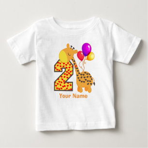 T-shirt Pour Bébé 2èmes coeurs d'anniversaire de girafe