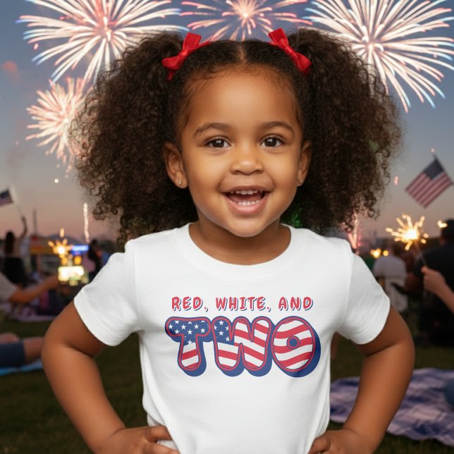 T-shirt Pour Bébé 2nd Birthday Party Patriotic USA Flag July 4th (Créateur téléchargé)