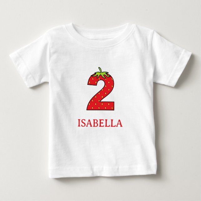 T-shirt Pour Bébé 2nd Birthday strawberry theme Party  (Devant)