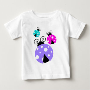T-shirt Pour Bébé 3 coccinelles en rose et bleu violet