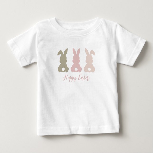T-shirt Pour Bébé 3 lapins lapins adorables | Bonne Pâques (Devant)