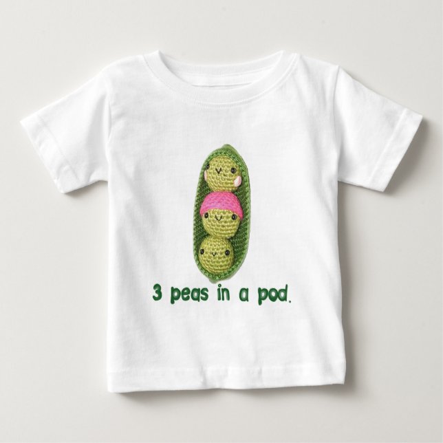 T-shirt Pour Bébé 3 pois dans une cosse (Devant)
