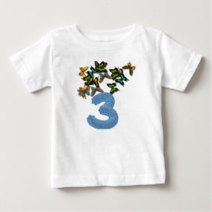 T-shirt Pour Bébé 3èmes papillons d'anniversaire