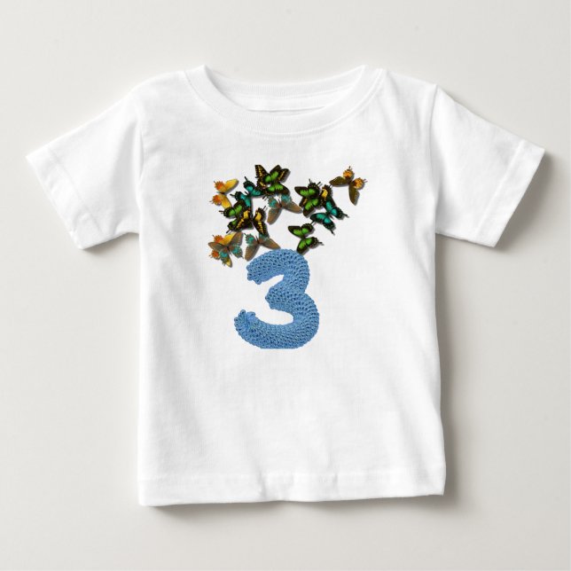 T-shirt Pour Bébé 3èmes papillons d'anniversaire (Devant)