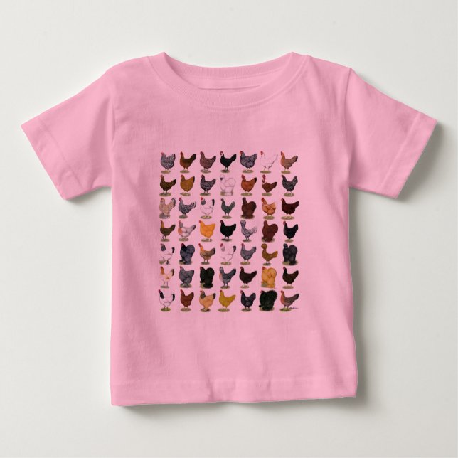 T-shirt Pour Bébé 49 poules de poulet (Devant)