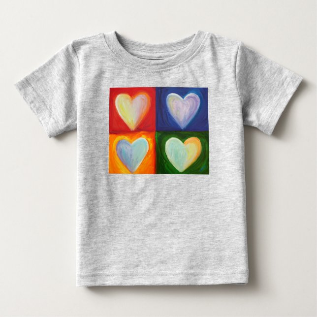 T-shirt Pour Bébé 4 Coeurs d'Amour Chemises personnalisées (Devant)