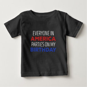 T-shirt Pour Bébé 4 juillet Anniversaire Fête USA Funny