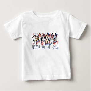 T-shirt Pour Bébé 4 juillet. Jour de l'indépendance. Chiens amusants