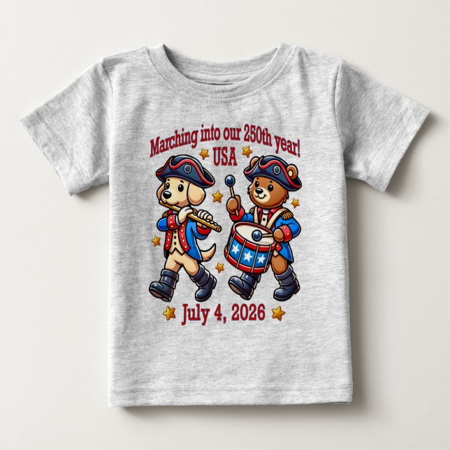 T-shirt Pour Bébé 4 juillet USA 250e anniversaire Semiquincentenaire (Devant)