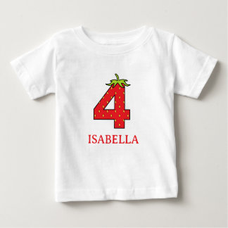 T-shirt Pour Bébé 4th Birthday strawberry theme Party