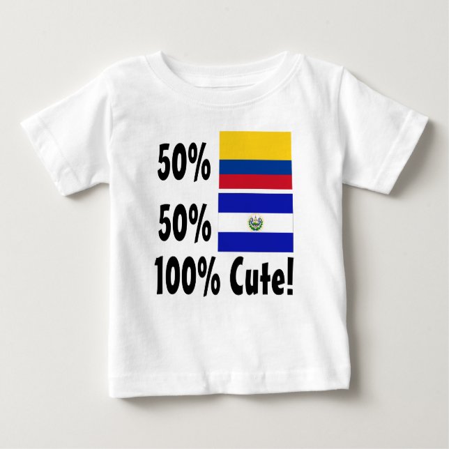 T-shirt Pour Bébé 50% 50% colombien Salvadorien 100% mignon (Devant)