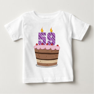 T-shirt Pour Bébé 59 ans sur le gâteau d'anniversaire