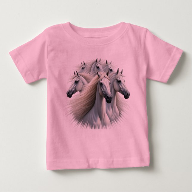 T-shirt Pour Bébé 6 chevaux blancs (Devant)