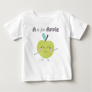 T-shirt Pour Bébé A est pour Apple Cute illustration Alphabet Lettre