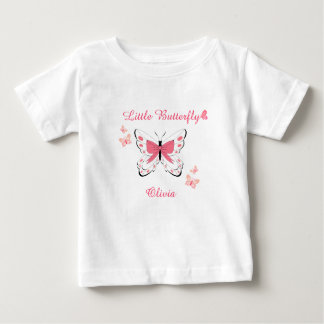 T-shirt Pour Bébé A Little Butterfly Baby Shower Pink Baby Girl 
