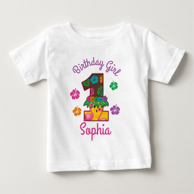 T-shirt Pour Bébé Aaloha hawaïen été premier anniversaire fille un (Devant)