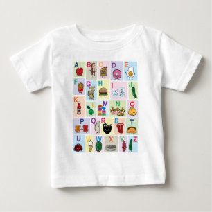 T-shirt Pour Bébé ABC Alphabet lettres d'apprentissage Les aliments 