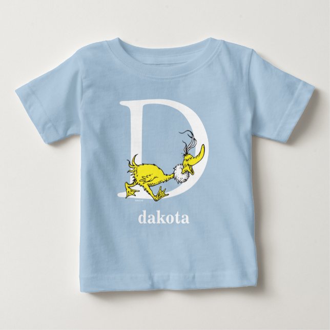 T-shirt Pour Bébé ABC du Dr Seuss : Lettre D - Blanc | Ajouter Votre (Devant)