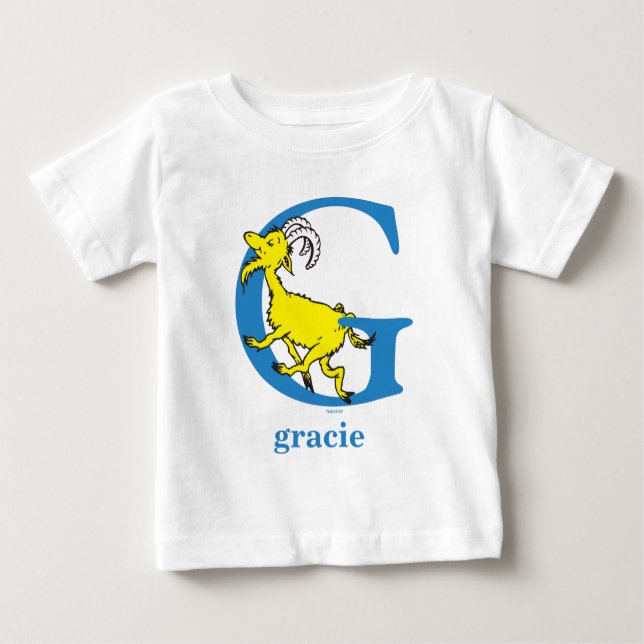 T-shirt Pour Bébé ABC du Dr Seuss : Lettre G - Bleu | Ajouter Votre  (Devant)
