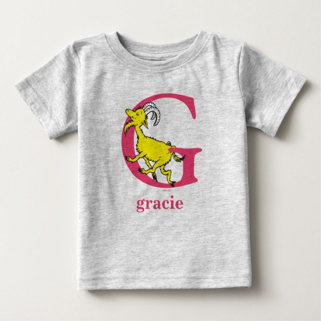 T-shirt Pour Bébé ABC du Dr Seuss : Lettre G - Rose | Ajouter Votre  (Devant)