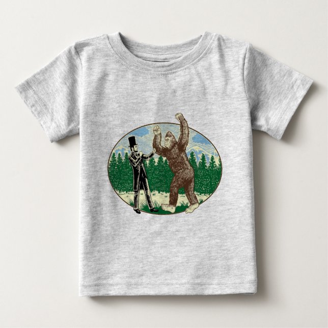 T-shirt Pour Bébé ABE LINCOLN : CHASSEUR de SASQUATCH - logo drôle (Devant)