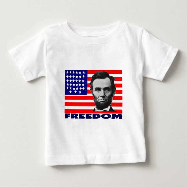 T-shirt Pour Bébé Abe Lincoln "Liberté" Drapeau Cadeaux d'Art—Unique (Devant)
