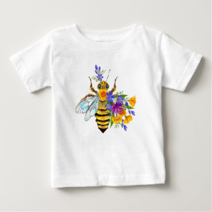 T-shirt Pour Bébé Abeille à fleurs avec plantes sauvages
