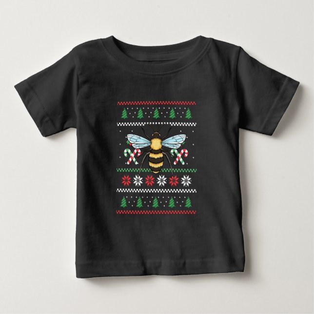 T-shirt Pour Bébé Abeille Abeille Noël laid (Devant)