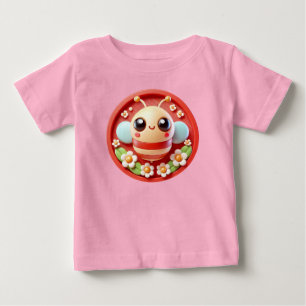 T-shirt Pour Bébé Abeille de dessin animé adorable décorée de fleurs