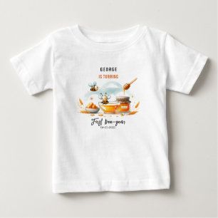 T-shirt Pour Bébé Abeille jaune mignonne et tournesol 1er Anniversai