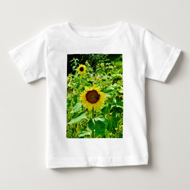 T-shirt Pour Bébé Abeille sur tournesol jaune (Devant)