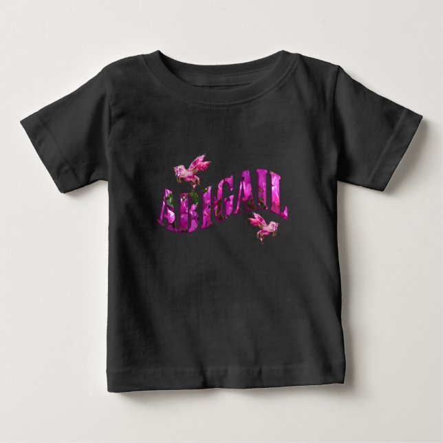 T-shirt Pour Bébé Abigail, nom de fille fait de fleurs roses, bébé T (Devant)