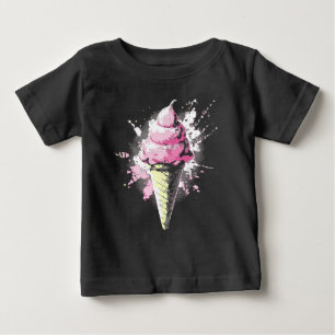 T-shirt Pour Bébé Abstrait Éclaboussure de Crème Glacée Rose Endomma