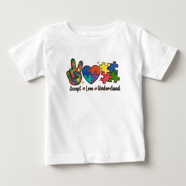 T-shirt Pour Bébé Accepter l'amour comprendre - Coeur de Sensibilisa (Devant)