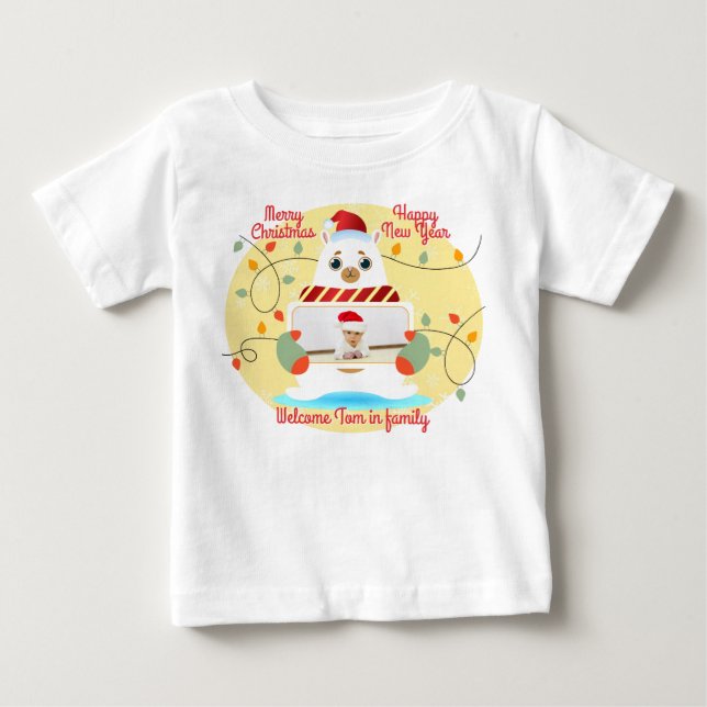 T-shirt Pour Bébé Accueil de Noël pour bébé (Devant)